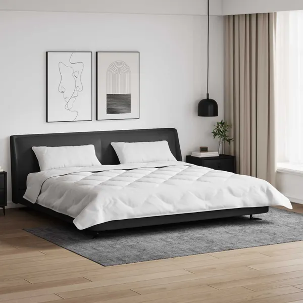 Duvet com Travesseiros 3 pcs Branco Microfibra e Penas de Ganso