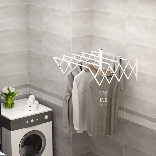 Estesa parete del metallo 63,5 cm con 5 bar per interno ed esterno carico 10kg 63.5x60x20cm Bianco