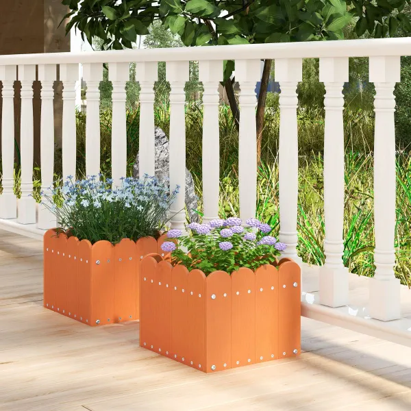 Pack 2 Jardineiras Quadradas HDPE Resistente Intempérie com Drenagem para Varanda
