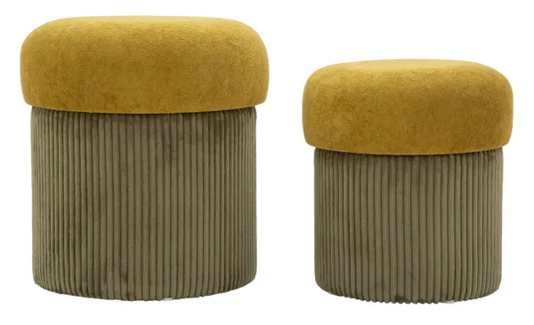 Puff com Contentor Aspen Verde Conjunto 2 peças ø 42x44-35x37 cm