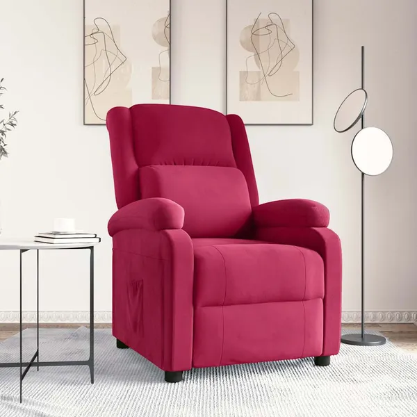 Poltrona reclinável veludo vermelho tinto