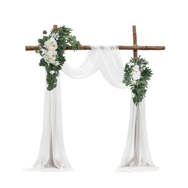 Kit flores casamento brancas 4 peças com drapeados