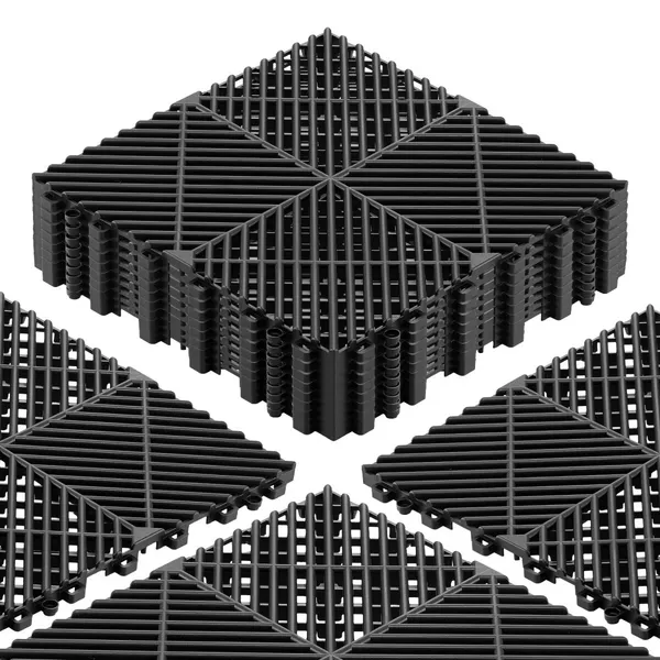 Tapetes drenagem modular 310x310 mm, 12 unidades pretas