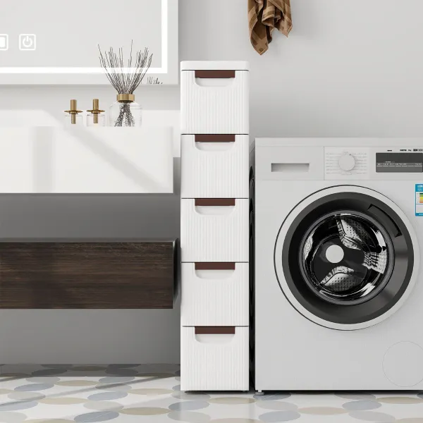 Gabinete de Arrumação com 3/4/5/6 Gavetas e Rodas para Espaços Pequenos Branco