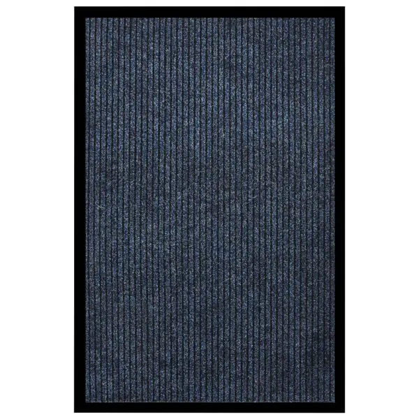 Tapete de porta às riscas 80x120 cm azul