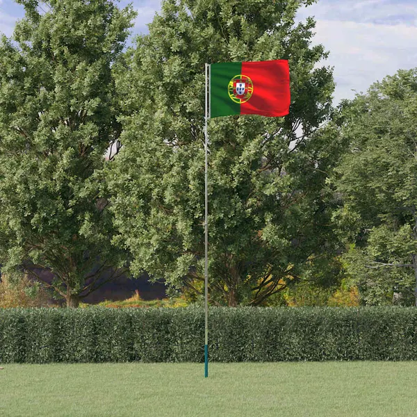 Bandeira de Portugal e mastro 5,5 m alumínio