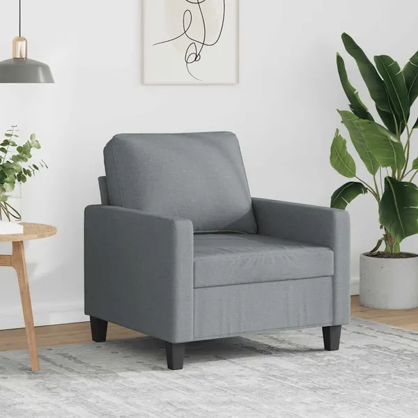 Poltrona tecido 60 cm cinzento-claro