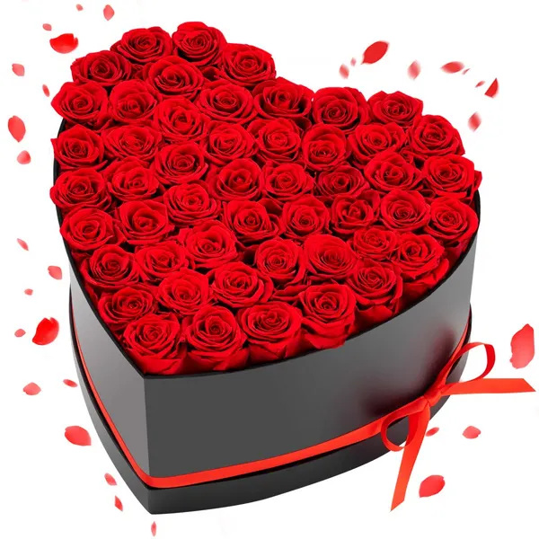 50 rosas preservadas caixa coração vermelho entrega garantida
