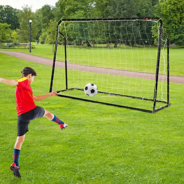 Cage de Football 2 en 1 avec Filet de Rebond Angle Ajustable 187x122,5 cm