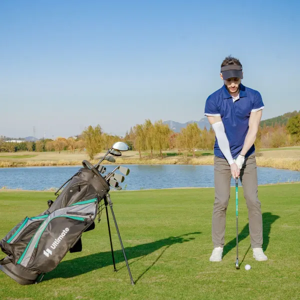 Jogo Completo de Tacos de Golfe 11 Peças com Bolsa de Metal e Capuz Impermeável