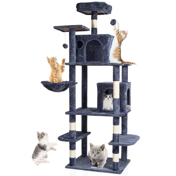 Torre para gatos 68,5 polegadas, 2 tocas e redes
