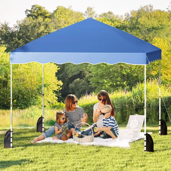Tenda Plegável Portátil com 8 Estacas 4 Anclagens 4 Cordas 4 Sacos Areia 300x300x266-286cm