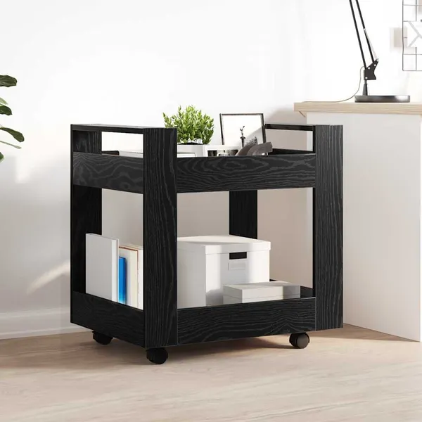 Carrinho de Mesa Carvalho Preto 60 x 45 x 60 cm