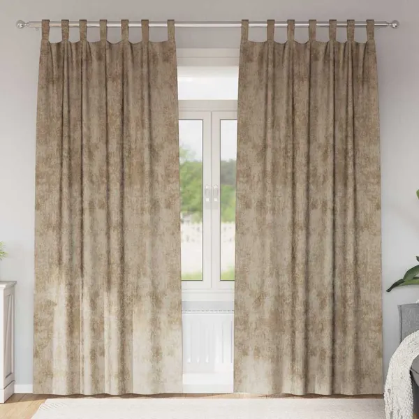 Cortinas de Veludo 2 pcs champanhe 260 x 140 cm Veludo