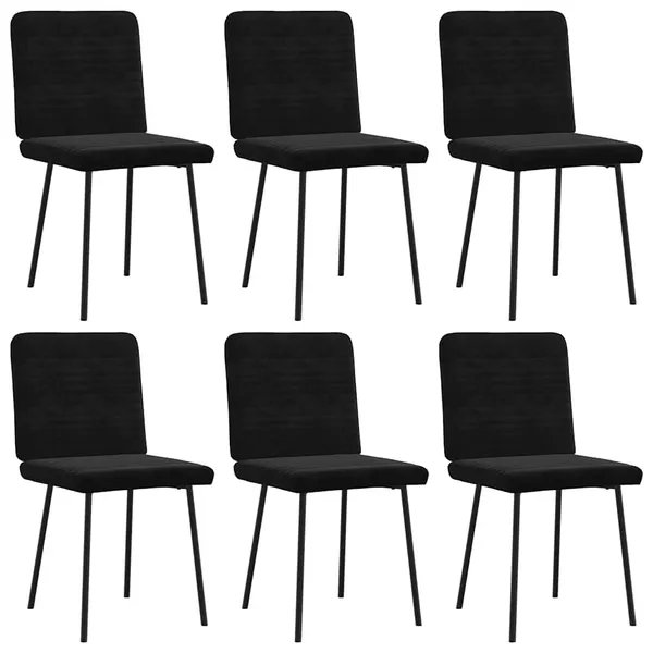 Cadeiras de jantar 6 pcs veludo preto