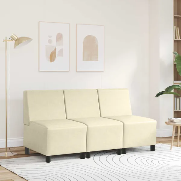 | Unidade de Sofá Modular Sem Braços | Creme 55 x 74 x 82 cm