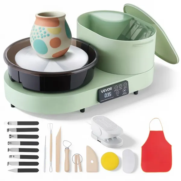 Roda cerâmica adultos 28cm 450W 30-300RPM ajustável verde