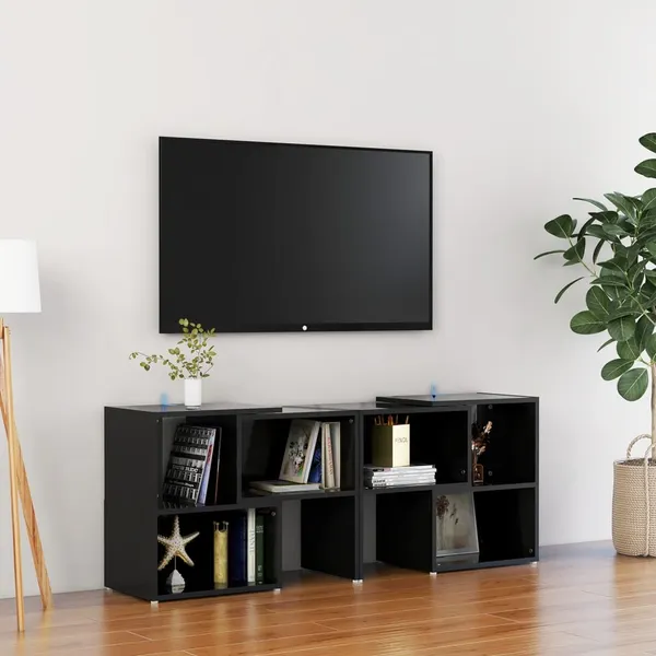 Móvel de TV 104x30x52 cm derivados de madeira preto brilhante