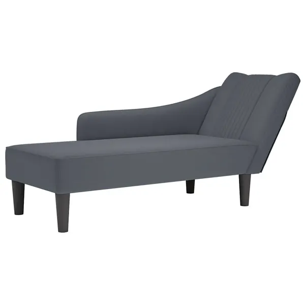Chaise Lounge com apoio de braço direito veludo cinzento escuro
