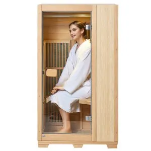 Sauna infravermelha 1 pessoa 1140W vidro temperado Bluetooth