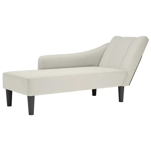Chaise-longue com apoio de braço direito veludo creme