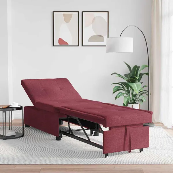 Sofá-cama retrátil Vinho Vermelho 194 x 50 x 82 cm tecido