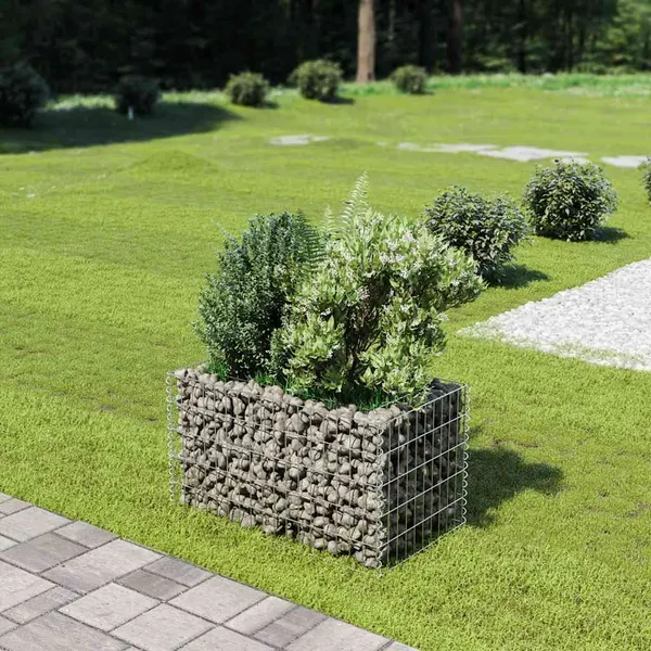 Canteiro elevado/cesto gabião 90x50x50 cm aço galvanizado
