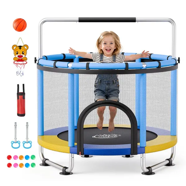 Cama elástica 150 cm, 60 kg, rede proteção ajustável