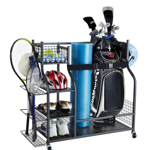 Organizador Armazenamento Golfe 2 Suportes, Rodas