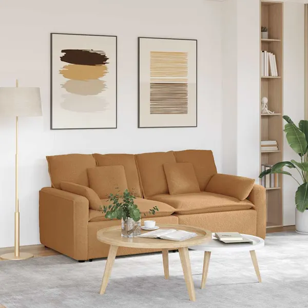 Sofá modular com almofadas bege