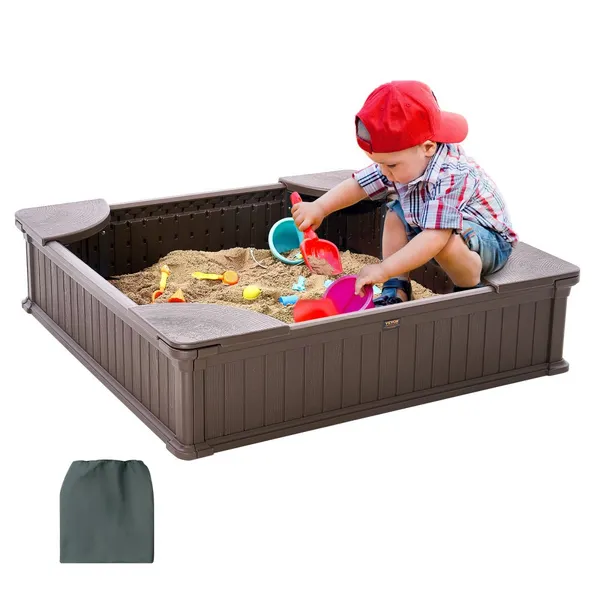 Caixa areia infantil 48,6x48,6x12,4" com cobertura forro