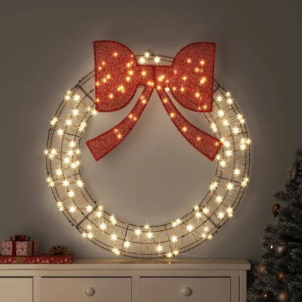 Guirlanda com 150 LEDs Branco quente 121 x 121 x 10 cm Vime