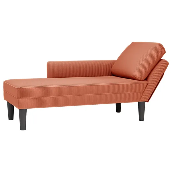 Chaise lounge com almofada tecido corduroy laranja