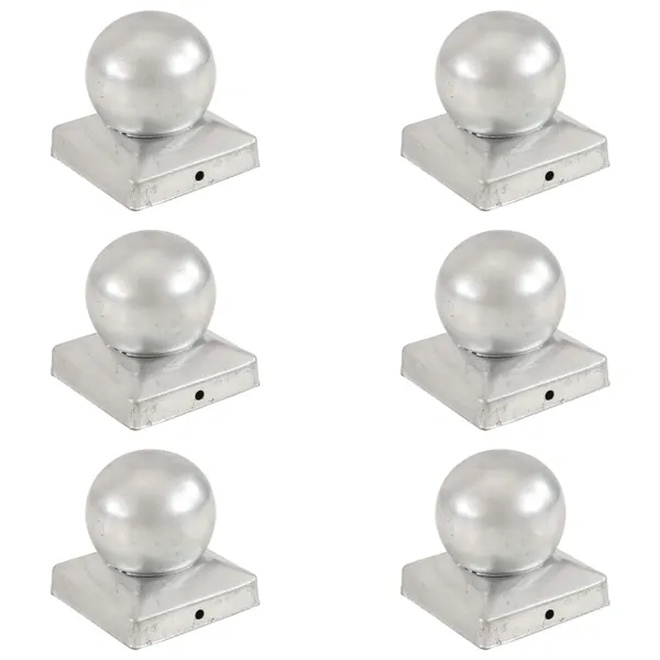 Tampas globo p/ postes vedação 6 pcs metal galvanizado 91x91mm