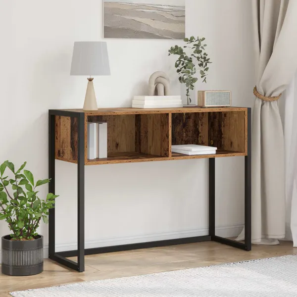 Mesa de apoio com armazenamento Madeira Antiga 100 x 36 x 75 cm