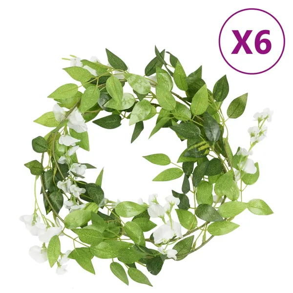 Grinaldas de flores 6 pcs 200 cm branco