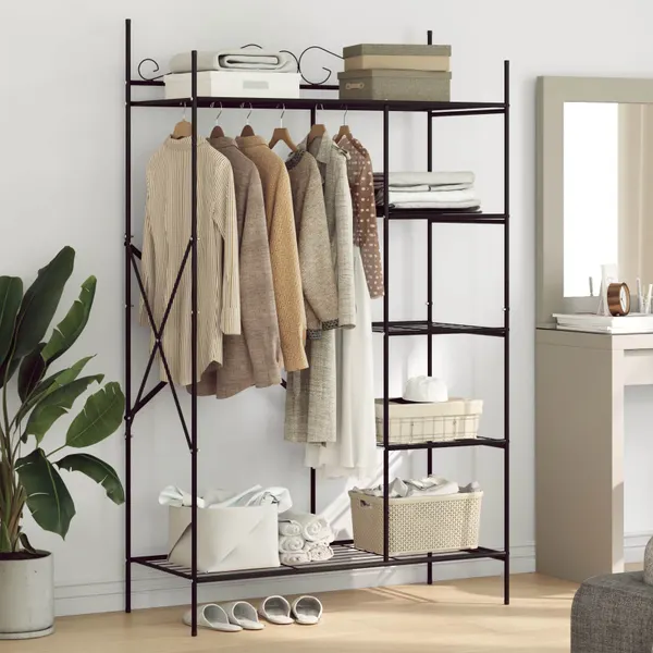 Guarda-roupa Aberto Preto 104,5 x 45 x 172 cm Aço