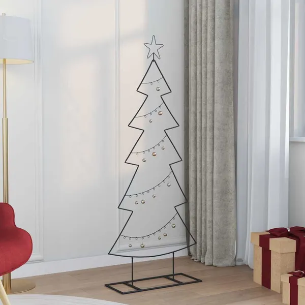 Árvore de Natal de metal com suporte Preto 150 cm Aço
