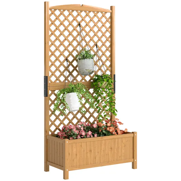Floreira de Jardín con Treliça Caja de Plantio con Soporte para Plantas Trepadoras para Cultivo de Plantas Flores para Pátio Terraço Varanda 90x45x180cm Madeira
