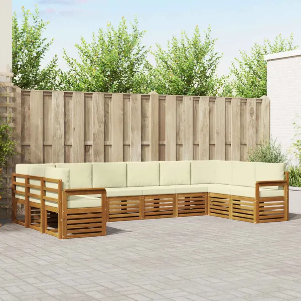 Conjunto de Sofá Sectional com almofada 10 pcs Natural e Creme