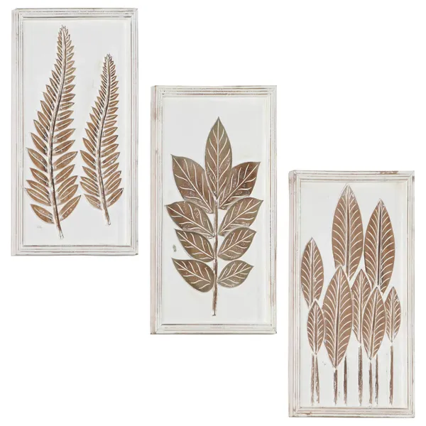 Decoração Artística 3 pcs Marrom e Branco 40 x 40 x 1,5 cm