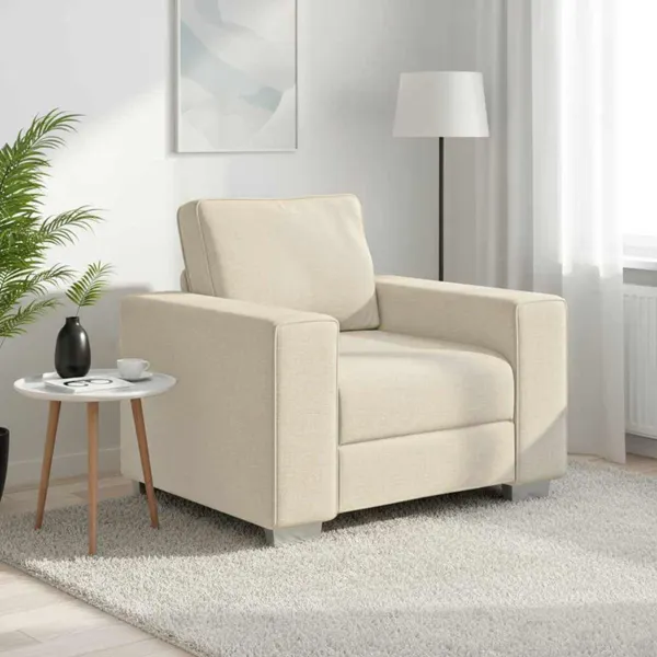 Cadeira Sofa Bege 100 cm Tecido de mistura de linho