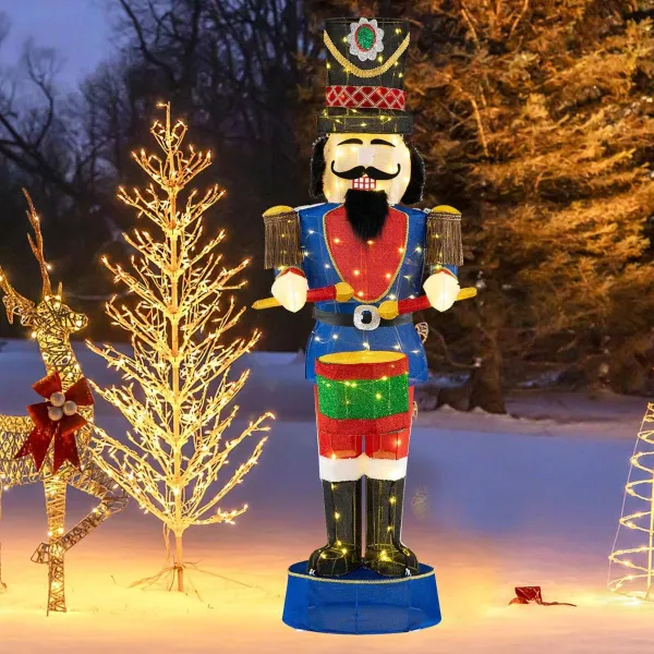 Soldado Iluminado 185 cm com Tambor 3D e 100 Luzes LED - Decoração Natalícia