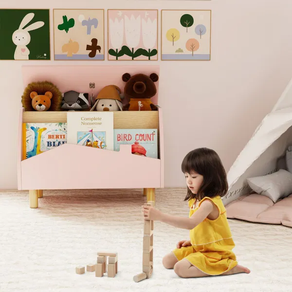 Mobile Giocattoli per Bambini con Baule e Scaffale Espositore 60x30x44cm
