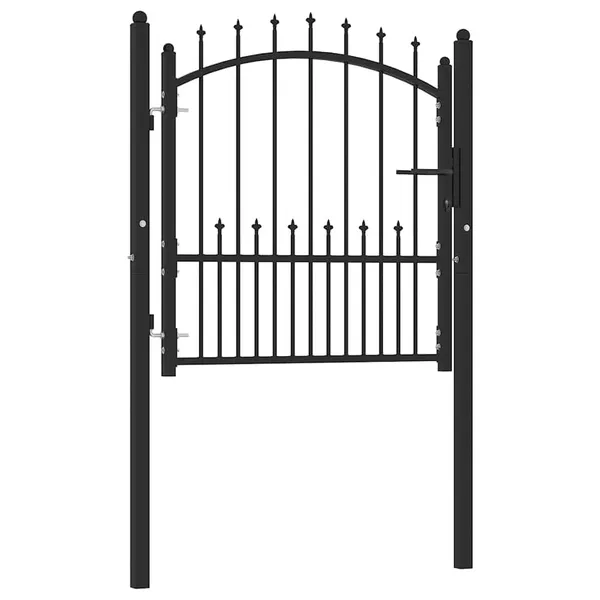 Portão de cerca EMMEN com pontas de aço 104x97 cm preto