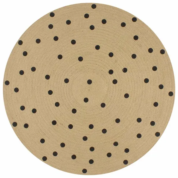 Tapete artesanal en yute con impresión lunares 90 cm