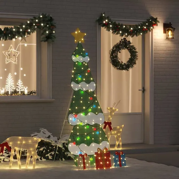 Árvore de Natal Iluminada com 3 Caixas de Presente 2D Branco Quente