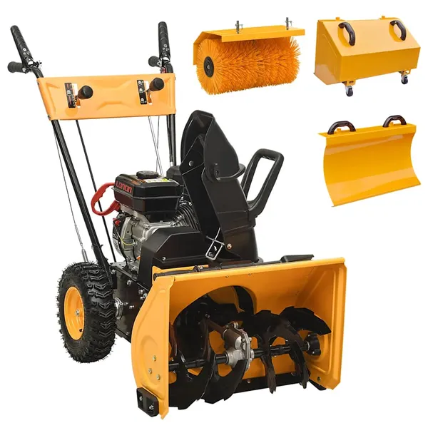 Conjunto de limpa-neves e varredor 4-em-1 a gasolina 6,5 CV