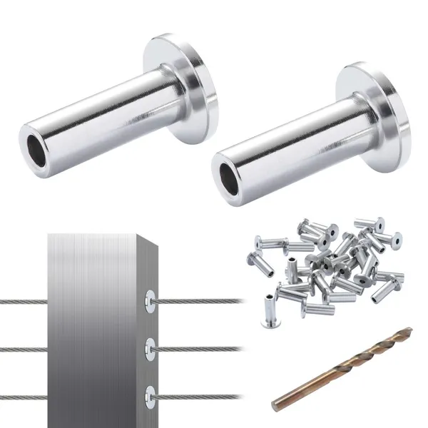 Protetor manga aço inoxidável T316 para cabo 3,2mm, 121 peças