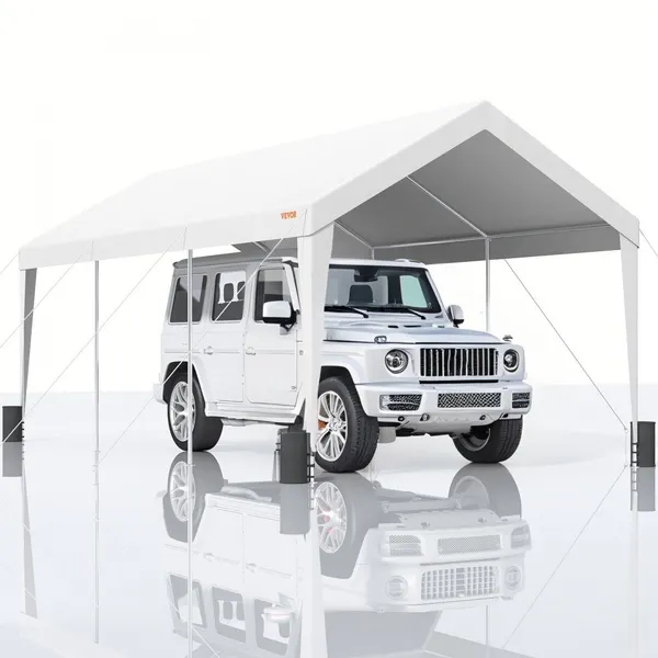 Toldo garagem 10x20 ft com 8 postes reforçados e sacos peso